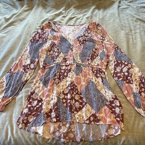 Maurices Multicolor Patchwork Blouse